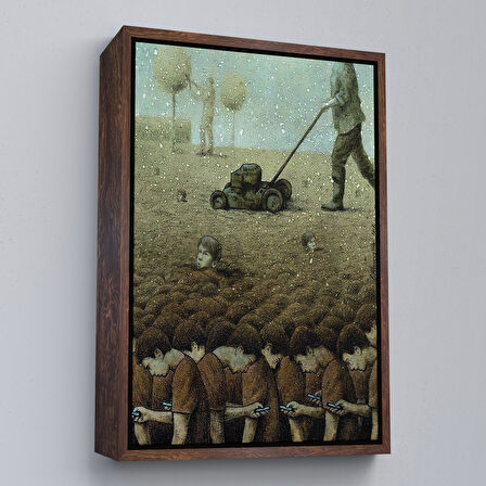 Altın Çerçeveli Gerçeküstü Fikir Sanatı Kanvas Tablo, Başını Kaldırırsan Ölürsün