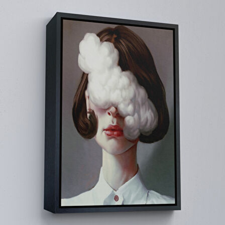 Kahverengi Çerçeveli Modern Gerçeküstü Kadın Sanatı Kanvas Tablo, Pop Art KanvasTablo Sanatı