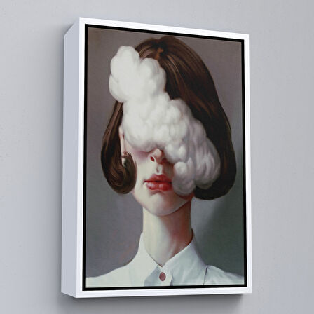 Kahverengi Çerçeveli Modern Gerçeküstü Kadın Sanatı Kanvas Tablo, Pop Art KanvasTablo Sanatı