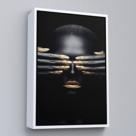 Beyaz Çerçeveli Afrikalı Kadın Duvar Sanatı, Afrikalı Kız Kanvas Tablosu