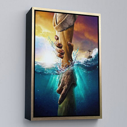 Altın Çerçeveli İsa'nın Eli Tuval Kanvas Tablo