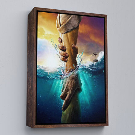 Altın Çerçeveli İsa'nın Eli Tuval Kanvas Tablo