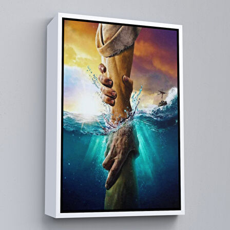 Siyah Çerçeveli İsa'nın Eli Tuval Kanvas Tablo