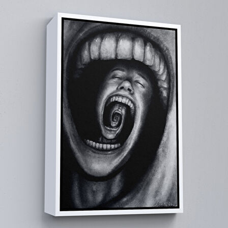 Beyaz Çerçeveli Depresyon ve Ruh Sağlığı Sanatı Duvar Sanatı Kanvas Tablo