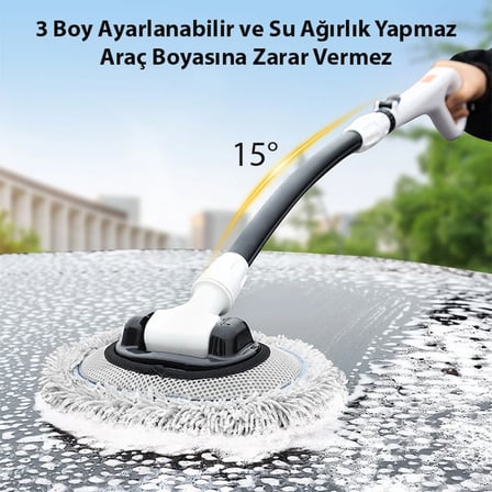 ALLY LS-443 Teleskopik Mikrofiber Araba Yıkama Fırçası Uzun Saplı Fırçası Oto Mopu-(5775)