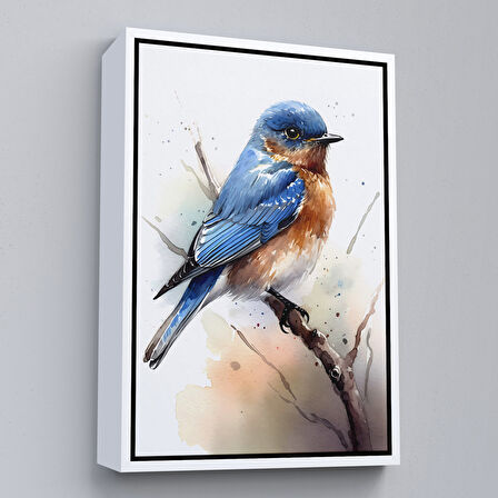 Siyah Çerçeveli Soyut Mavi Kuş Tablosu