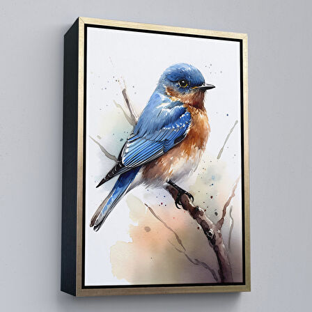 Siyah Çerçeveli Soyut Mavi Kuş Tablosu