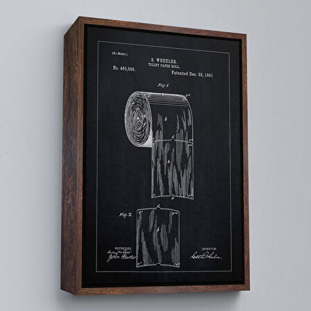 Kahverengi Çerçeveli Tuvalet Kağıdı Rulosu Patent Kanvas Tablo