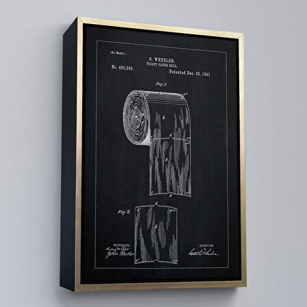 Kahverengi Çerçeveli Tuvalet Kağıdı Rulosu Patent Kanvas Tablo