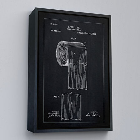 Kahverengi Çerçeveli Tuvalet Kağıdı Rulosu Patent Kanvas Tablo