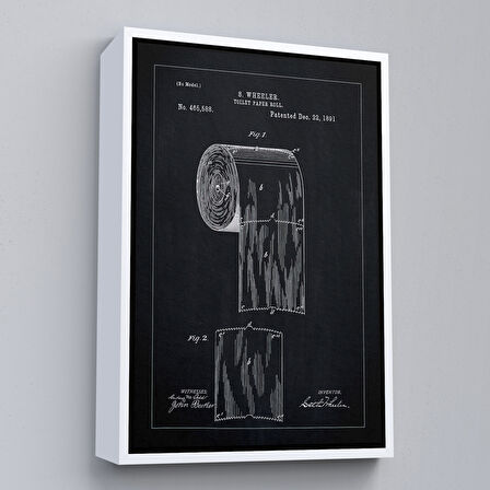Kahverengi Çerçeveli Tuvalet Kağıdı Rulosu Patent Kanvas Tablo