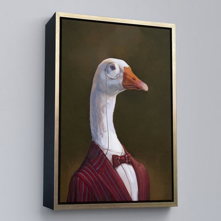 Kahverengi Çerçeveli Gözlüklü İnsan Vücutlu Kaz Pop Art Kanvas Tablo