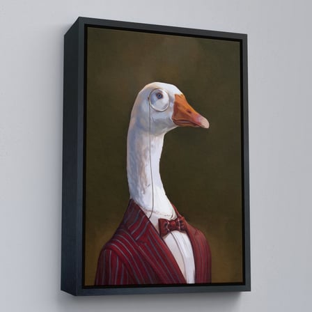 Kahverengi Çerçeveli Gözlüklü İnsan Vücutlu Kaz Pop Art Kanvas Tablo