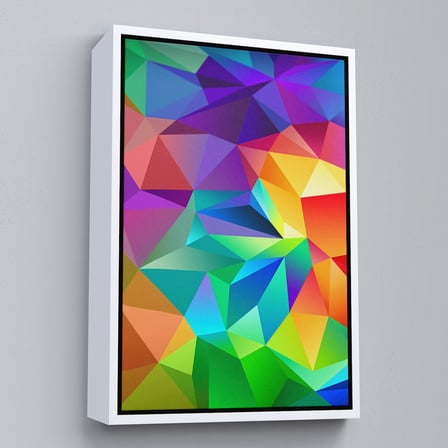 Altın Çerçeveli Renkli Geometrik Şekiller Çok Renkli Soyut Kanvas Tablo