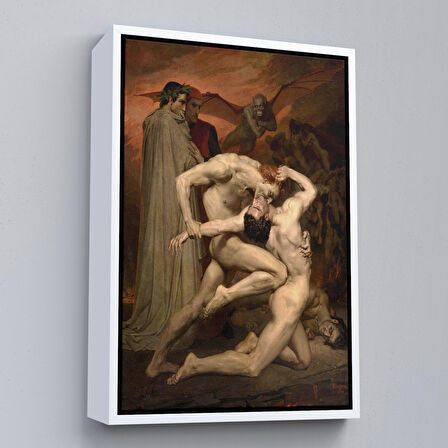 Siyah Çerçeveli Dante ve Virgil Cehennemde William Adolphe Bouguereau Klasik Kanvas Tablo