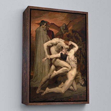 Siyah Çerçeveli Dante ve Virgil Cehennemde William Adolphe Bouguereau Klasik Kanvas Tablo