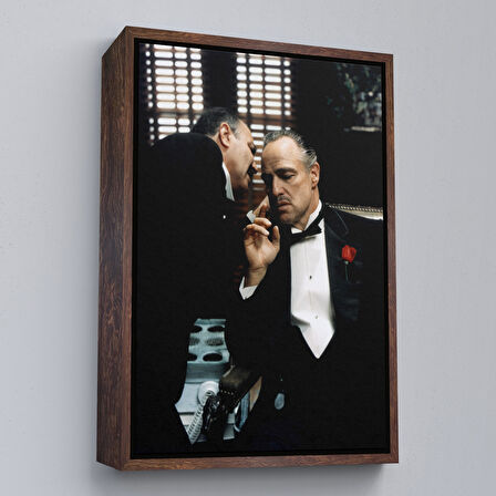 Beyaz Çerçeveli The Godfather Kanvas Tablo, Vito Corleone Film Sahnesi Kanvas Tablo