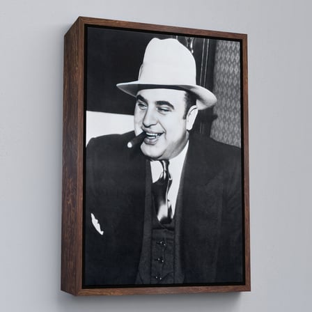 Kahverengi Çerçeveli Ünlü Sabıka Fotoğrafı Posteri, Ünlü Mafya Patronu, Al Capone Kanvas Tablo