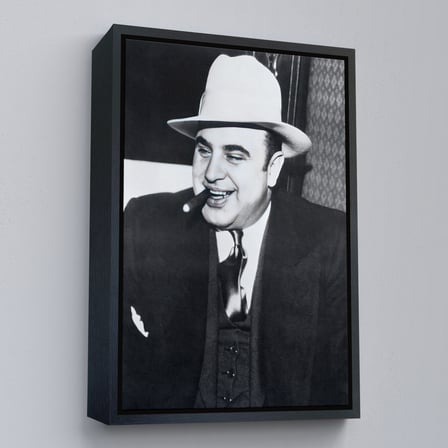 Kahverengi Çerçeveli Ünlü Sabıka Fotoğrafı Posteri, Ünlü Mafya Patronu, Al Capone Kanvas Tablo
