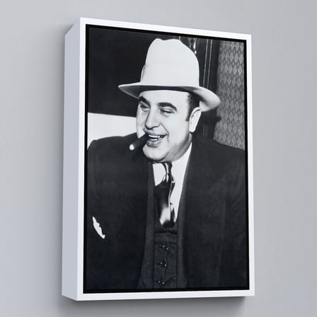 Kahverengi Çerçeveli Ünlü Sabıka Fotoğrafı Posteri, Ünlü Mafya Patronu, Al Capone Kanvas Tablo