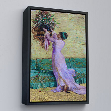 Altın Çerçeveli Vazo Yerleştiren Kız Osman Hamdi Bey Kanvas Tablo