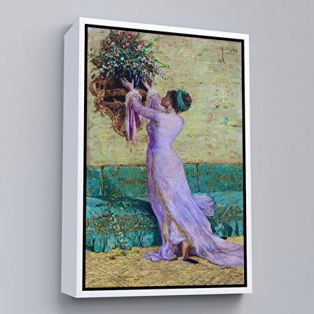 Altın Çerçeveli Vazo Yerleştiren Kız Osman Hamdi Bey Kanvas Tablo