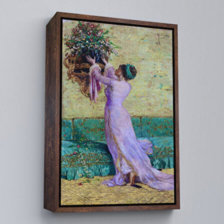 Altın Çerçeveli Vazo Yerleştiren Kız Osman Hamdi Bey Kanvas Tablo