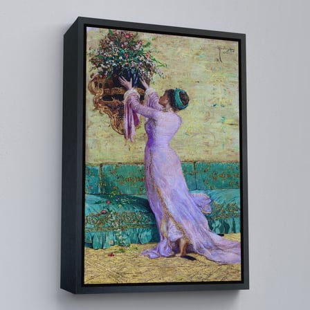 Kahverengi Çerçeveli Vazo Yerleştiren Kız Osman Hamdi Bey Kanvas Tablo