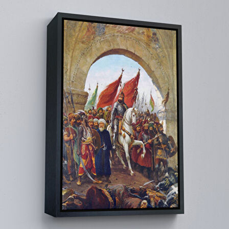Altın Çerçeveli Fausto Zonaro Fatih Sultan Mehmet İstanbul'a Girerken Kanvas Tablo