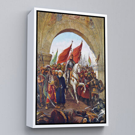 Altın Çerçeveli Fausto Zonaro Fatih Sultan Mehmet İstanbul'a Girerken Kanvas Tablo