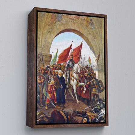Siyah Çerçeveli Fausto Zonaro Fatih Sultan Mehmet İstanbul'a Girerken Kanvas Tablo