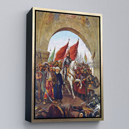 Siyah Çerçeveli Fausto Zonaro Fatih Sultan Mehmet İstanbul'a Girerken Kanvas Tablo