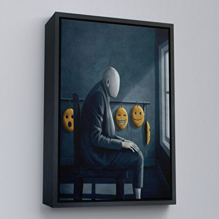 Kahverengi Çerçeveli Gerçeküstü Psikolojik Trans Kanvas Tablo