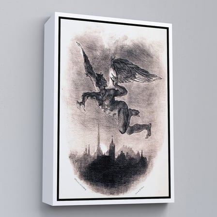 Beyaz Çerçeveli Goethe'nin Faust'undan Mephistopheles'in Gökyüzündeki Önsözü Kanvas Tablo