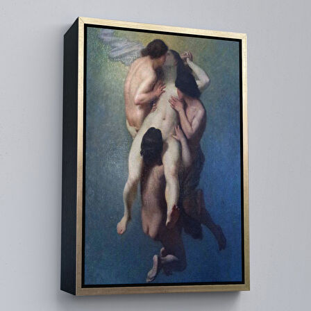 Kahverengi Çerçeveli Nicolas Francois Octave Tassaert, La Femme Damnée (1859) Klasik Kanvas Tablo