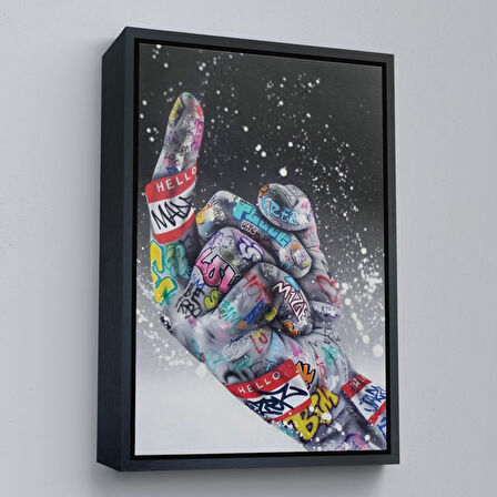 Kahverengi Çerçeveli Graffiti Orta Parmak İzi Graffiti, Küfürlü El Hareketi, Hip Hop anvas Tablo