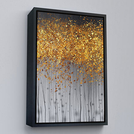 Siyah Çerçeveli Soyut Altın Tablo