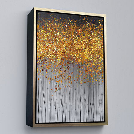 Siyah Çerçeveli Soyut Altın Tablo