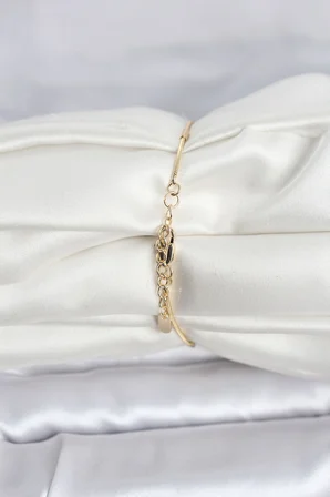 CM 14K Gold Renk Barlı Yılan Zincir Model Kadın Bileklik 5886