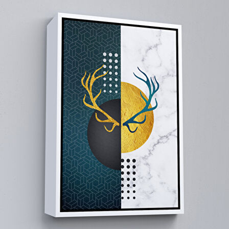 Altın Çerçeveli Modern Renkli Soyut Tablo