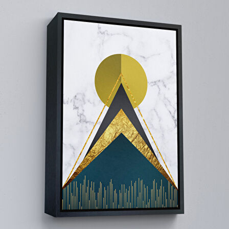 Altın Çerçeveli Modern Renkli Soyut Tablo