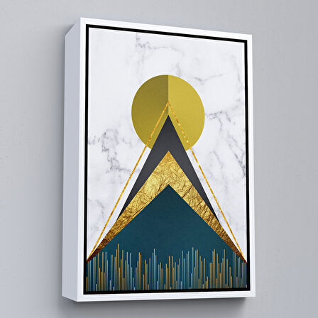 Kahverengi Çerçeveli Modern Renkli Soyut Tablo