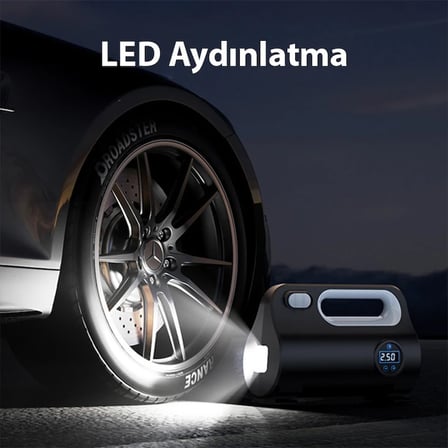 Ally ST-5523 LED Işıklı Taşınabilir Hava Pompası Kompresör Araç Lastik Şişirme Makinesi-(5775)