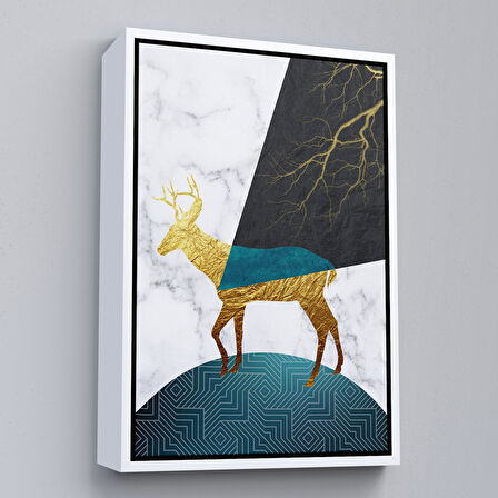 Altın Çerçeveli Modern Renkli Soyut Tablo