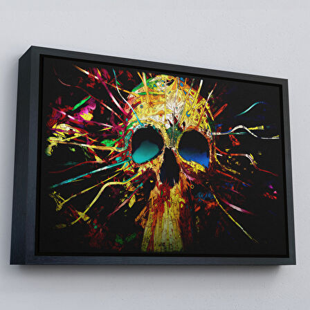 Altın Çerçeveli Kafatası Kanvas Tablo, Graffiti Duvar Sanatı, Kafatası, Graffiti Kafatası Sokak Sanatı