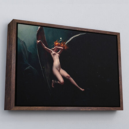 Siyah Çerçeveli Yıldızlı Gökyüzü Altında Bir Peri Kanvas Tablo, Klasik Sanat Kanvas Tablo