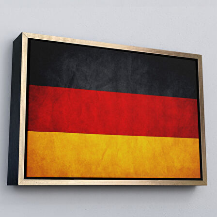 Kahverengi Çerçeveli Almanya Bayrağı Rustik Yıpranmış Tablo, Ev ve Ofis Dekoru