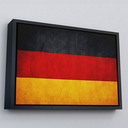 Kahverengi Çerçeveli Almanya Bayrağı Rustik Yıpranmış Tablo, Ev ve Ofis Dekoru