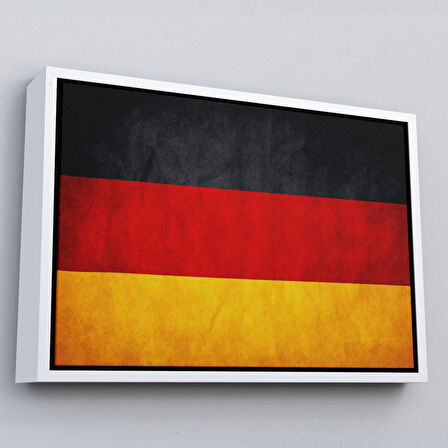 Kahverengi Çerçeveli Almanya Bayrağı Rustik Yıpranmış Tablo, Ev ve Ofis Dekoru