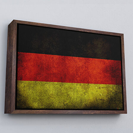 Beyaz Çerçeveli Almanya Bayrağı Rustik Kanvas Tablo, Ev ve Ofis Dekoru Tablo